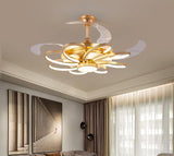 GOLDEN RINGS CEILING FAN CHANDELIER WITH REMOTE CONTROL 4 RETRACTABLE ABS BLADES - WARM WHITE