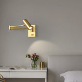 LED 6W Antique Gold Bedside Wall Light with Adjustable Arm Spot - Warm White