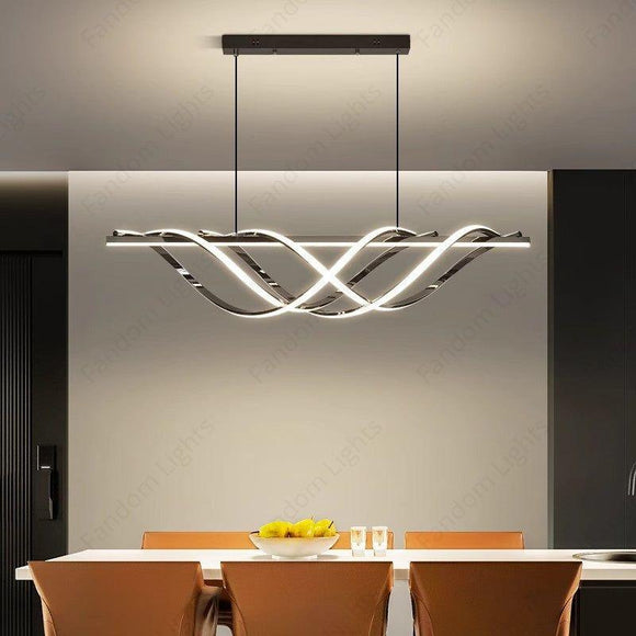 1000MM Pearl Black Modern LED Light Chandelier Lighting Lamp Cord Pendant Lamp - Warm White