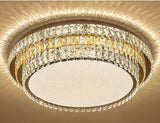 800 MM GOLD K9 CRYSTAL 3 LAYERS LED CHANDELIER LAMP for Drawing Room - WARM WHITE