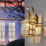 Outdoor Brass Suqare Wall Light Fixture Gold Exterior Wall Waterproof Lights Wall Mount with Glass Shade - Warm White - Ashish Electrical India