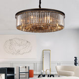 600 MM Crystal Black LED Chandelier Light for Living Room Round Dining Room