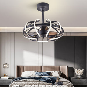 600MM 3 BLADE WIND LAMP CEILING CHANDELIER FAN REMOTE CONTROLLED WITH LIGHT - BLACK