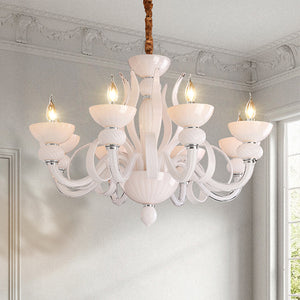 6 Light Champagne Glass Italian Chandelier Ceiling Lights Hanging - Warm White