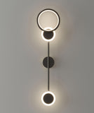 500MM LED Black Long 3 Rings Wall Light - Warm White