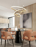 3 Ring 800MM Gold Body Modern LED Chandelier for Dining Living Room Office Hanging Suspension Fancy Lamp - Warm White