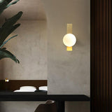 Gold Frosted Glass Ball Wall Light Electroplated Metal - Warm White