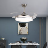 Silver Modern Ceiling Fan Chandelier and Remote Controled for Living Room Drawing Room - Warm White