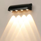 6 LED Outdoor Black Gold Wall Gate Lamp Up or Down Wall Light Waterproof (Warm White)