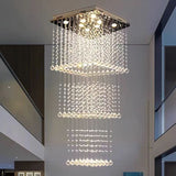 K9 Square Crystal LED DOUBLE HEIGHT STAIR CHANDELIER - WARM WHITE