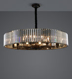600 MM Black Metal Smokey Crystal LED Chandelier Hanging Suspension Lamp - Warm White - Ashish Electrical India
