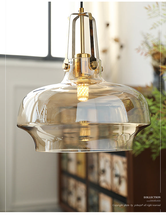 Black Amber Glass Pendant Ceiling Light for Drawing Room Living Room - Warm White