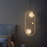 2 Light LED Gold Acrylic Ball Pendant Ceiling Hanging Light - Warm White