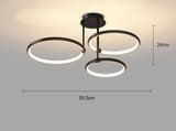 3 Light Round Black Metal Modern LED Ceiling Lamp - Warm White