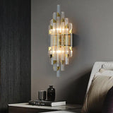 Led Glass Crystal Brass Gold Metal Wall Light - Warm White