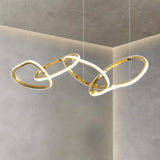 4 Ring Metal Brass Gold Modern LED Chandelier Pendant Light Hanging Lamp - Warm White - Ashish Electrical India