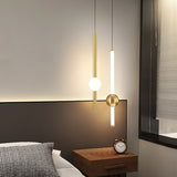 LED 2 Light Modern Gold Long Bedside Hanging Pendant Ceiling Lamp Light Fixture - Warm White