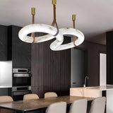 Infinity Faux Marble Leather Strap LED Light Chandelier Lighting