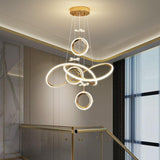 LED Golden 3 Light Rings Pendant Chandelier Light - Warm White