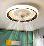 500MM Round Black Low Height Ceiling Light with Fan LED Chandelier - Warm White