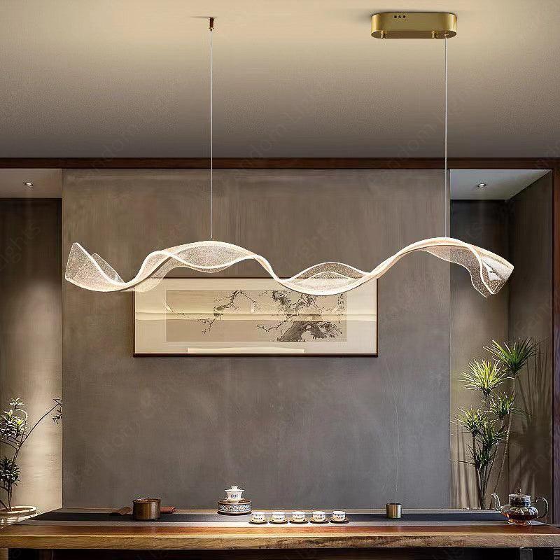 Gold Acrylic LED Chandelier 1200MM Long with Curv Acrylic Light