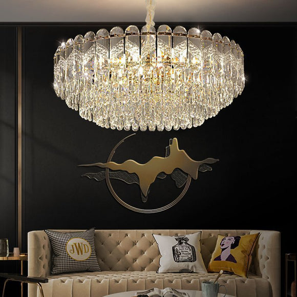 600 MM Crystal Gold LED Chandelier Light for Living Room Round Dining Room - Warm White