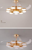 Invisible Gold Rings Ceiling Fan Chandelier with Remote Control 4 Retractable ABS Blades - Warm White