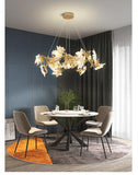 600 MM Crystal Gold Metal LED Maple Leaf Chandelier Hanging Suspension Lamp - Warm White - Ashish Electrical India