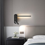 LED Black Bedside Wall Light with Adjustable Linear Spot - Warm White