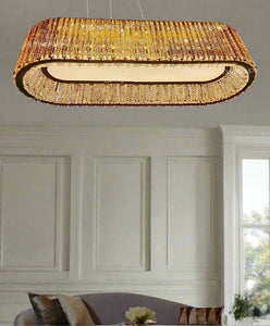 Surface Mounted Rectangular Low Ceiling Height Crystal LED Chandelier 1000 MM - Warm White