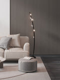 Black Leather Floor lamp Living Room Light with Tinted Glass for Home Lighting Standing lamp - Warm White