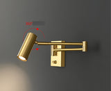 LED 6W Antique Gold Bedside Wall Light with Adjustable Arm Spot - Warm White