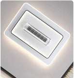 1100x700MM Rectangular Low Height Ceiling Light with Bladeless Fan LED Chandelier - Warm White