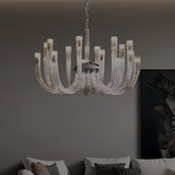 12 ARM Smokey GLASS Spanish CHANDELIER CEILING LIGHTS HANGING LAMP - WARM WHITE