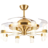 6 Light Transparent Ceiling Fan Chandelier Crystal and Remote Controled for Living Room Drawing Room - Warm White