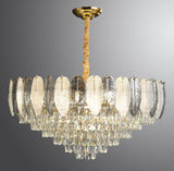 600 MM Feather Glass Crystal Gold Metal LED Chandelier Hanging Suspension Lamp - Warm White