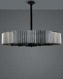 600 MM Black Metal Smokey Crystal LED Chandelier Hanging Suspension Lamp - Warm White - Ashish Electrical India
