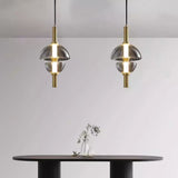 LED Glass Smokey Brass Gold Pendant Lamp Ceiling Light - Warm White