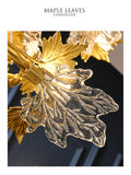600 MM Crystal Gold Metal LED Maple Leaf Chandelier Hanging Suspension Lamp - Warm White
