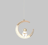 led Gold Astro Half Ring Acrylic Crystal Hanging Pendant Ceiling Light - Warm White