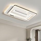 1100x700 MM Rectangular Low Height Ceiling Light with Bladeless Fan LED Chandelier