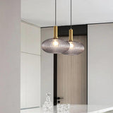 1-Light Gold Champagne Fluted Glass Pendant Ceiling Light - Warm White - Ashish Electrical India