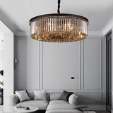 600 MM Crystal Black LED Chandelier Light for Living Room Round Dining Room