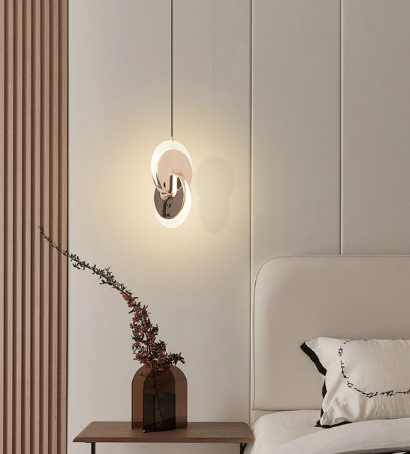 Led Gold Metal Pendant Light for Bedside Dining Hanging Light- Warm White