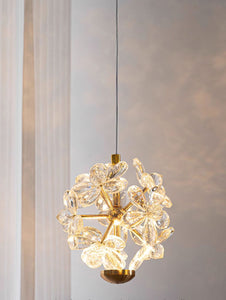 led Gold Crystal Pendant Light Bedside Hanging Corner Light - Warm White