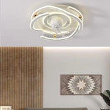 500 MM White Gold Low Ceiling Light with Fan LED Chandelier - Warm White