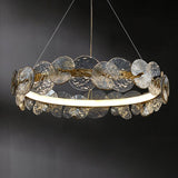 Copper Gold Metallic LED Chandelier 600MM Ring Light with Crystal - Warm White - Ashish Electrical India