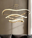 3 Ring 800MM Gold Body Waves Modern LED Chandelier Hanging Suspension Fancy Lamp - Warm White