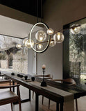 10 Light Black Clear Glass with Ring Chandelier Light Hanging - Warm White