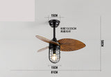 36 INCH 3 BLADE INDUSTRIAL WIND LAMP CEILING FAN REMOTE CONTROLLED WITH LIGHT - DARK WOOD